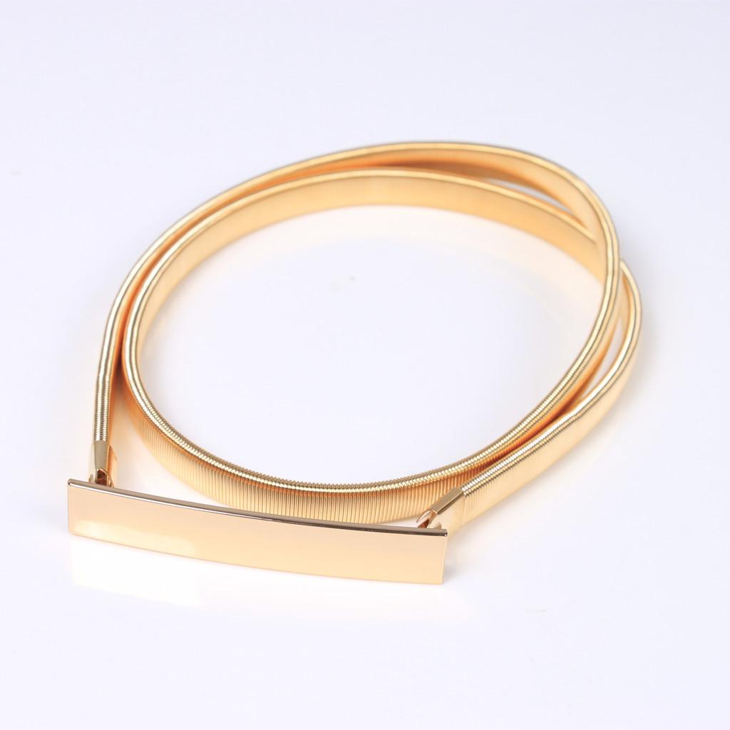 Formal Belt Leather Thin - 슬림 탄성 허리 벨트 골드 합금