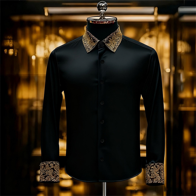 Men Formal Party Wear Shirt - 남성용 민족 스타일 정교한 꽃무늬 셔츠,