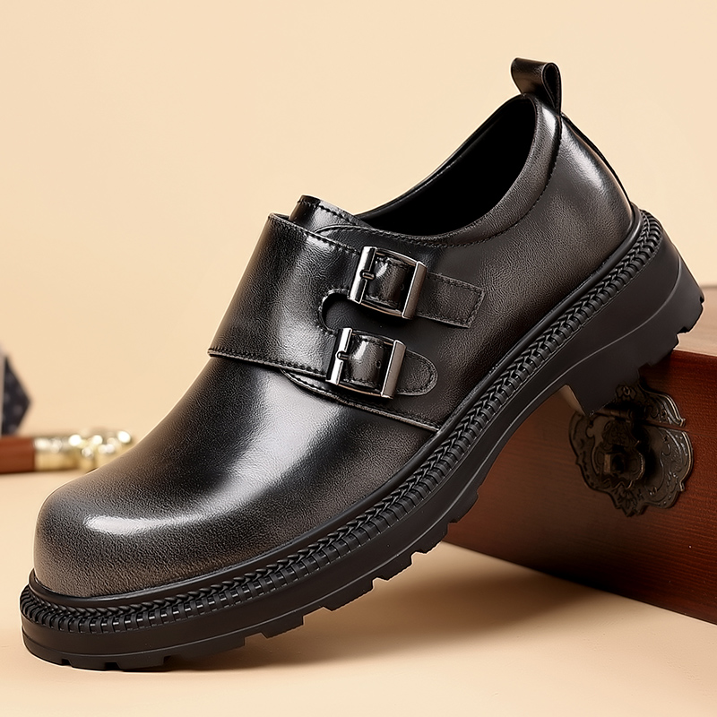 High End Men'S Formal Wear - 레트로 브라운 남성 가죽 캐주얼 신발