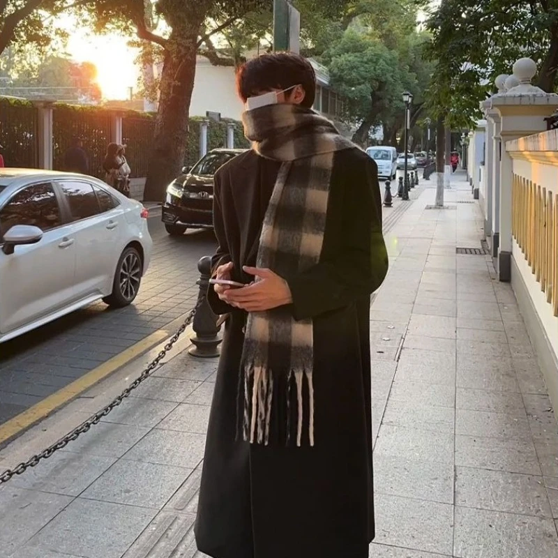 High End Men'S Formal Wear - 한국 스타일 남성용 울 오버코트 중간