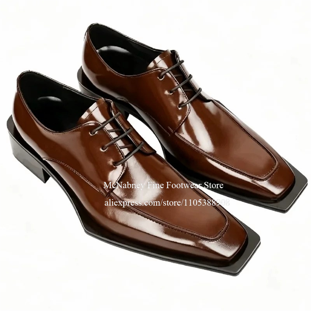 Formal Wear For Men In Wedding - 스파이크 스터드 가죽 드레스 슈즈 레이스업