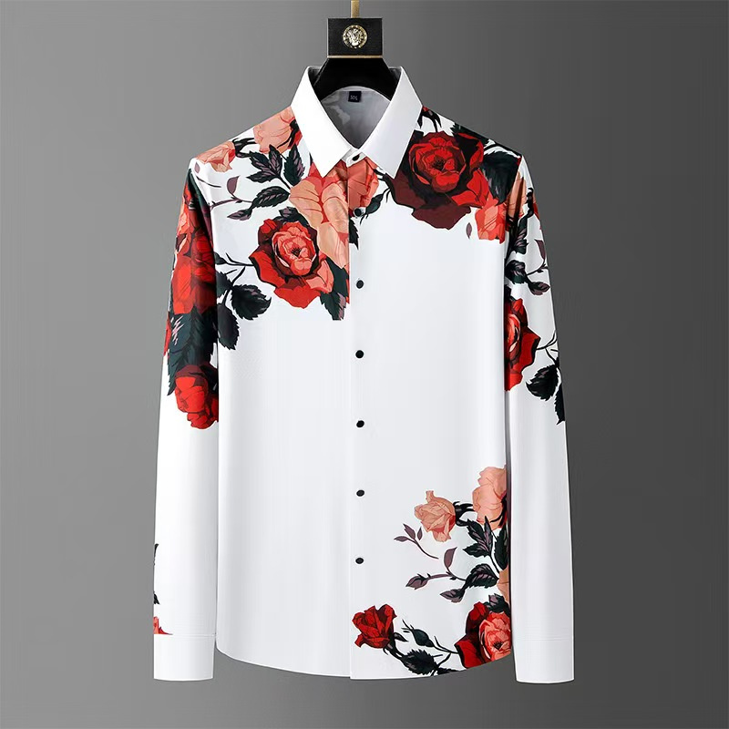 Men Formal Party Wear Shirt - 럭셔리 고품질 망 빈티지 꽃 인쇄