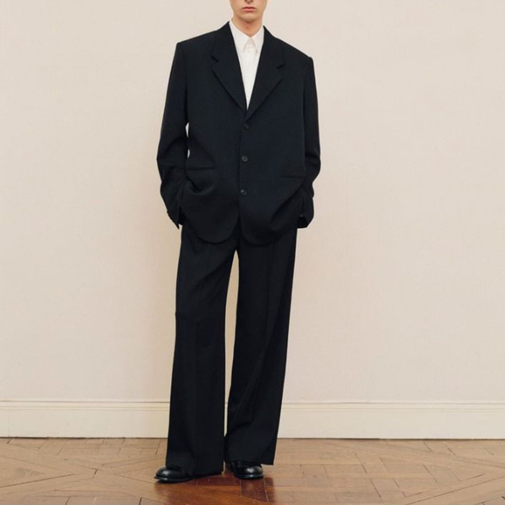 Formal Wear For Men In Wedding - 남성용 블랙 오버사이즈 수트 세트 싱글