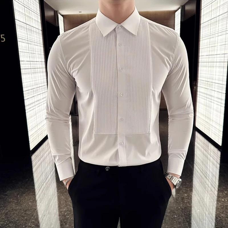 Men Formal Party Wear Shirt - 남성용 긴팔 원피스 셔츠, 한국 패치워크