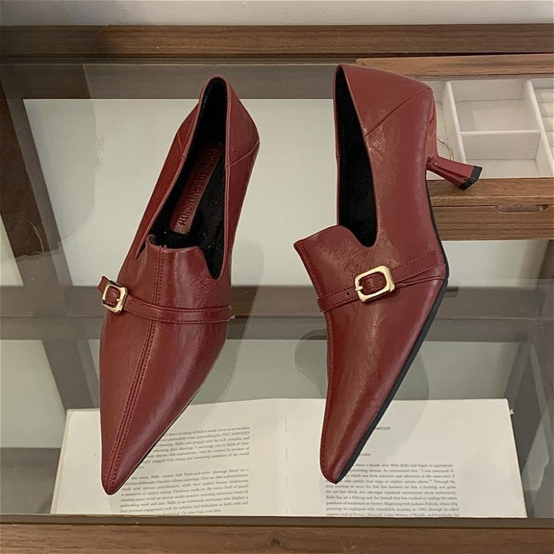 우아한 키튼 힐 여성 펌프스 벨트 버클 소프트 가죽 디 - Formal Belt Leather Thin 리뷰 및 가격