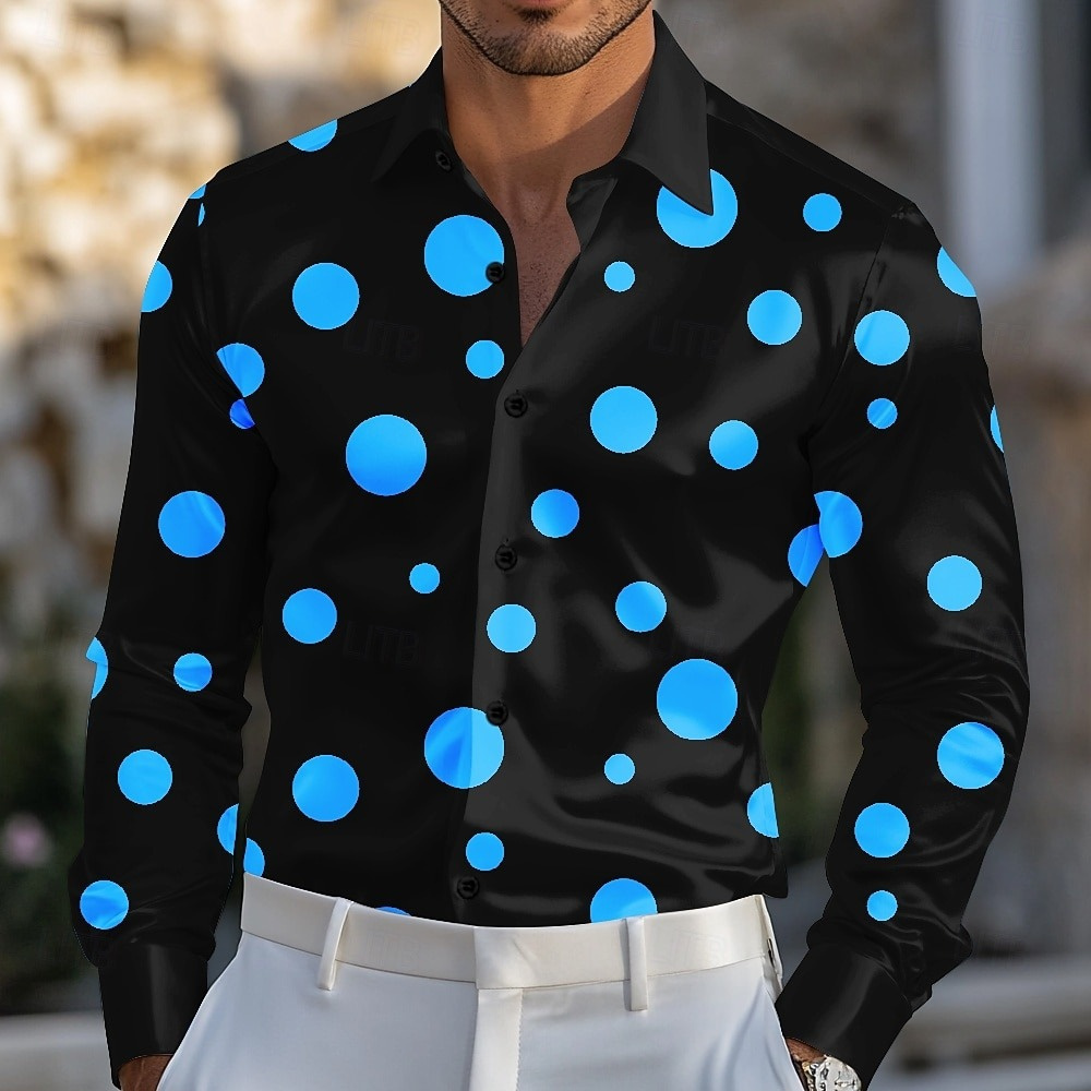 남성용 기하학적 물방울 무늬 셔츠 정장 셔츠 긴팔 패션 - Men Formal Party Wear Shirt 리뷰 및 가격