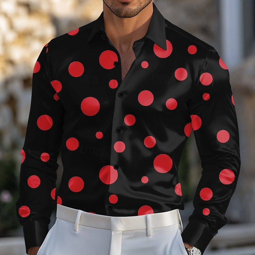 남성용 기하학적 물방울 무늬 셔츠 정장 셔츠 긴팔 패션 - Men Formal Party Wear Shirt 리뷰 및 가격