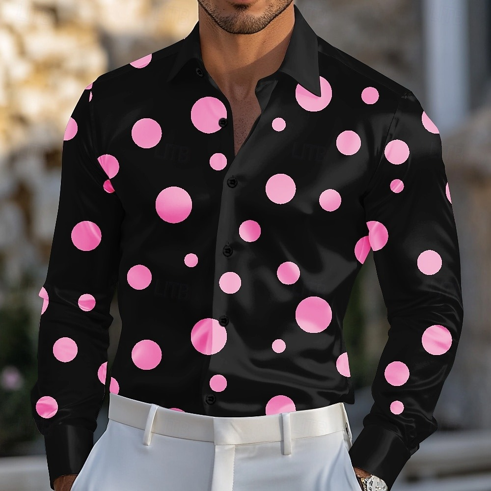 남성용 기하학적 물방울 무늬 셔츠 정장 셔츠 긴팔 패션 - Men Formal Party Wear Shirt 리뷰 및 가격
