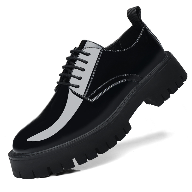 남성용 블랙 에나멜 가죽 레이스업 청키 플랫폼 옥스퍼드 - Men Formal Wear All Black 리뷰 및 가격