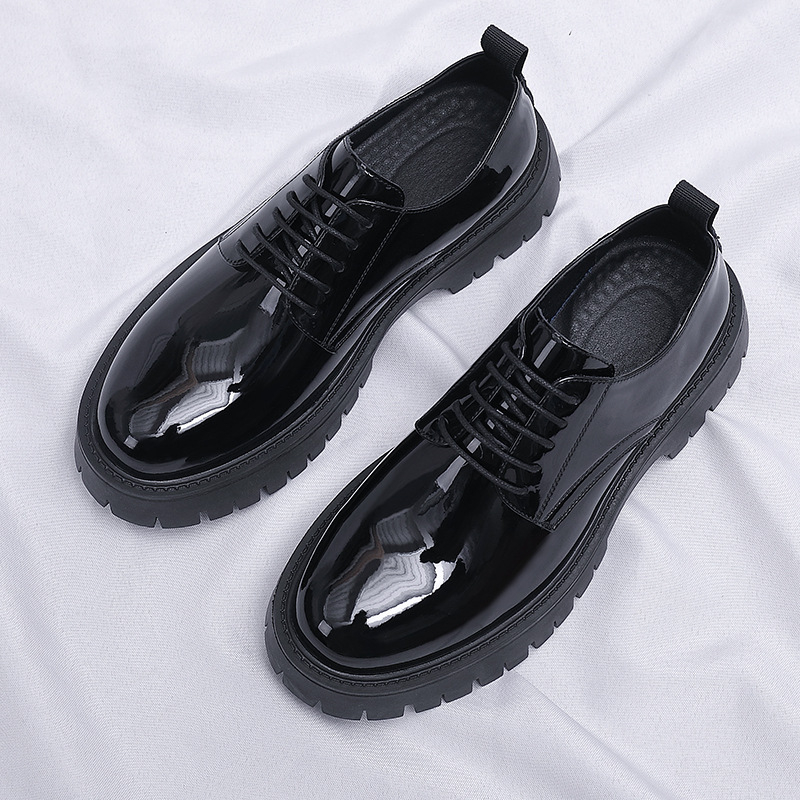 남성용 블랙 에나멜 가죽 레이스업 청키 플랫폼 옥스퍼드 - Men Formal Wear All Black 리뷰 및 가격