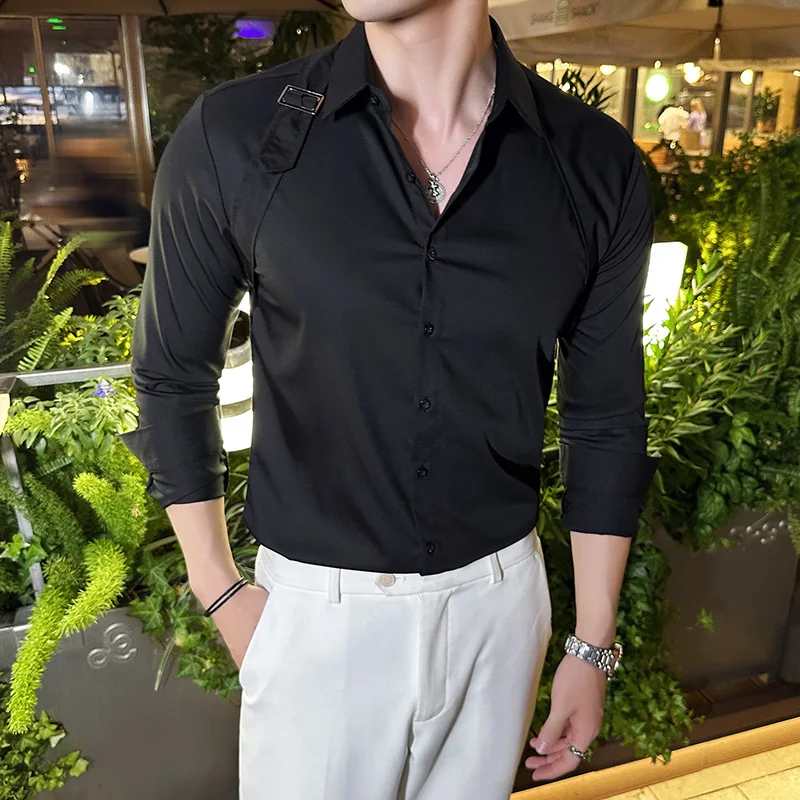 남성용 원피스 셔츠 벨트 디자인 긴팔 턱시도 셔츠, 남 - Men Formal Party Wear Shirt 리뷰 및 가격