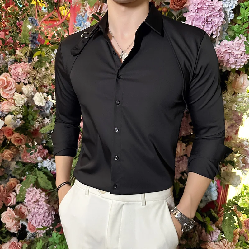 남성용 원피스 셔츠 벨트 디자인 긴팔 턱시도 셔츠, 남 - Men Formal Party Wear Shirt 리뷰 및 가격