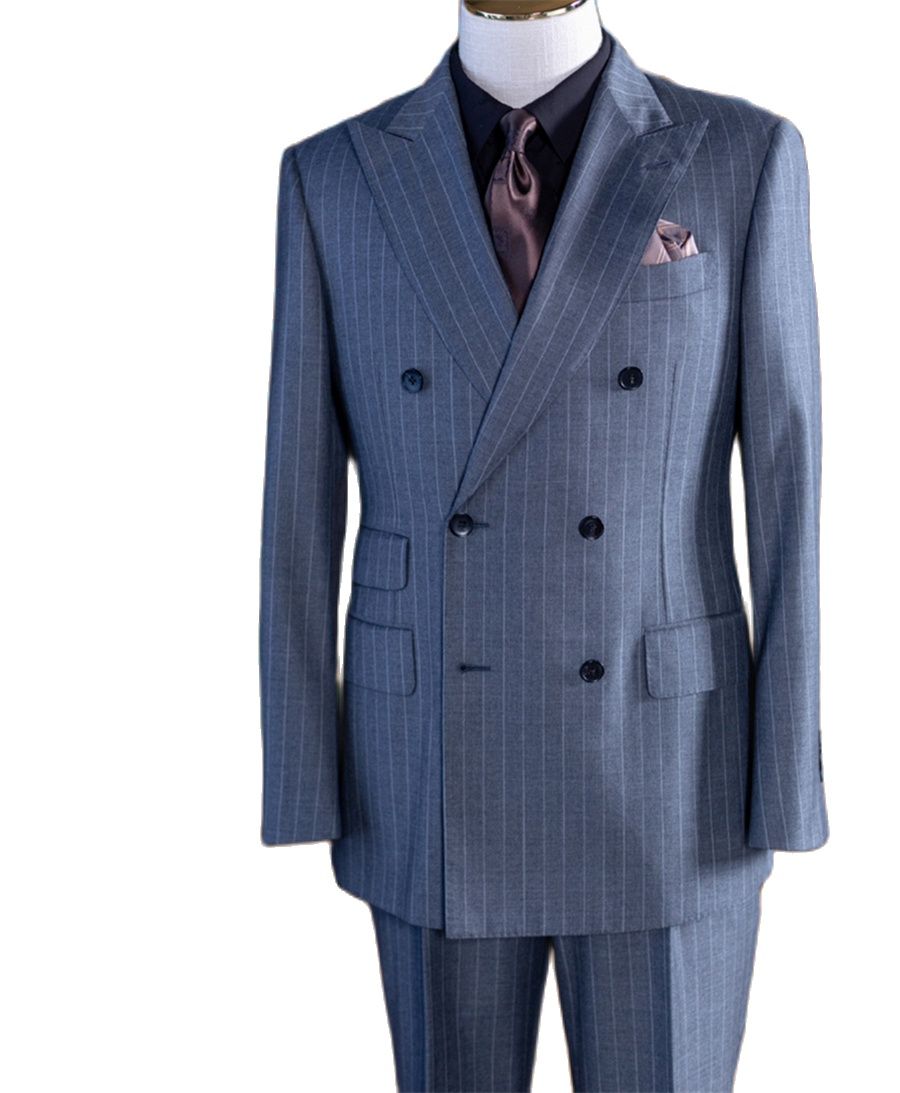 그레이 스트라이프 더블 브레스트 클래식 남성 정장 2피 - Formal Wear For Men In Wedding 리뷰 및 가격