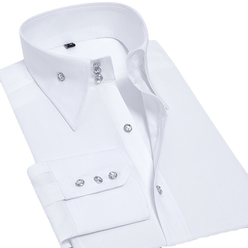 럭셔리 남성 슬림핏 드레스 셔츠, 크리스탈 라인스톤 버 - Men Formal Party Wear Shirt 리뷰 및 가격